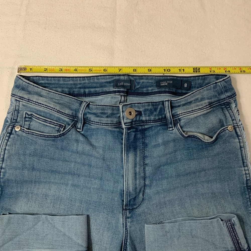 J. Jill Light Blue High Ride Cropped Fringe Jeans. Size 8 - Picture 10 of 11